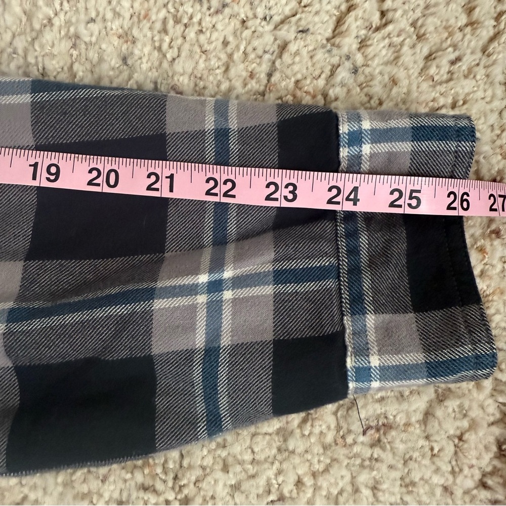LL Bean Fleece Lined Flannel Plaid Button Up Shirt Jacket Shacket Large Tall - Picture 7 of 11